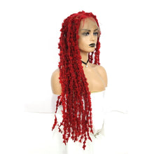 Load image into Gallery viewer, Red Butterfly Locs Messy Crochet Braided Full Lace Frontal Wig.
