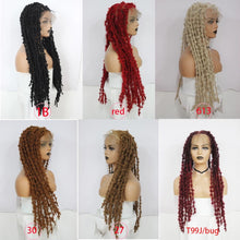 Load image into Gallery viewer, Red Butterfly Locs Messy Crochet Braided Full Lace Frontal Wig.
