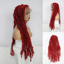 Load image into Gallery viewer, Red Butterfly Locs Messy Crochet Braided Full Lace Frontal Wig.
