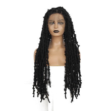Load image into Gallery viewer, Black Butterfly Locs Messy Crochet Braided Full Lace Frontal Wig.
